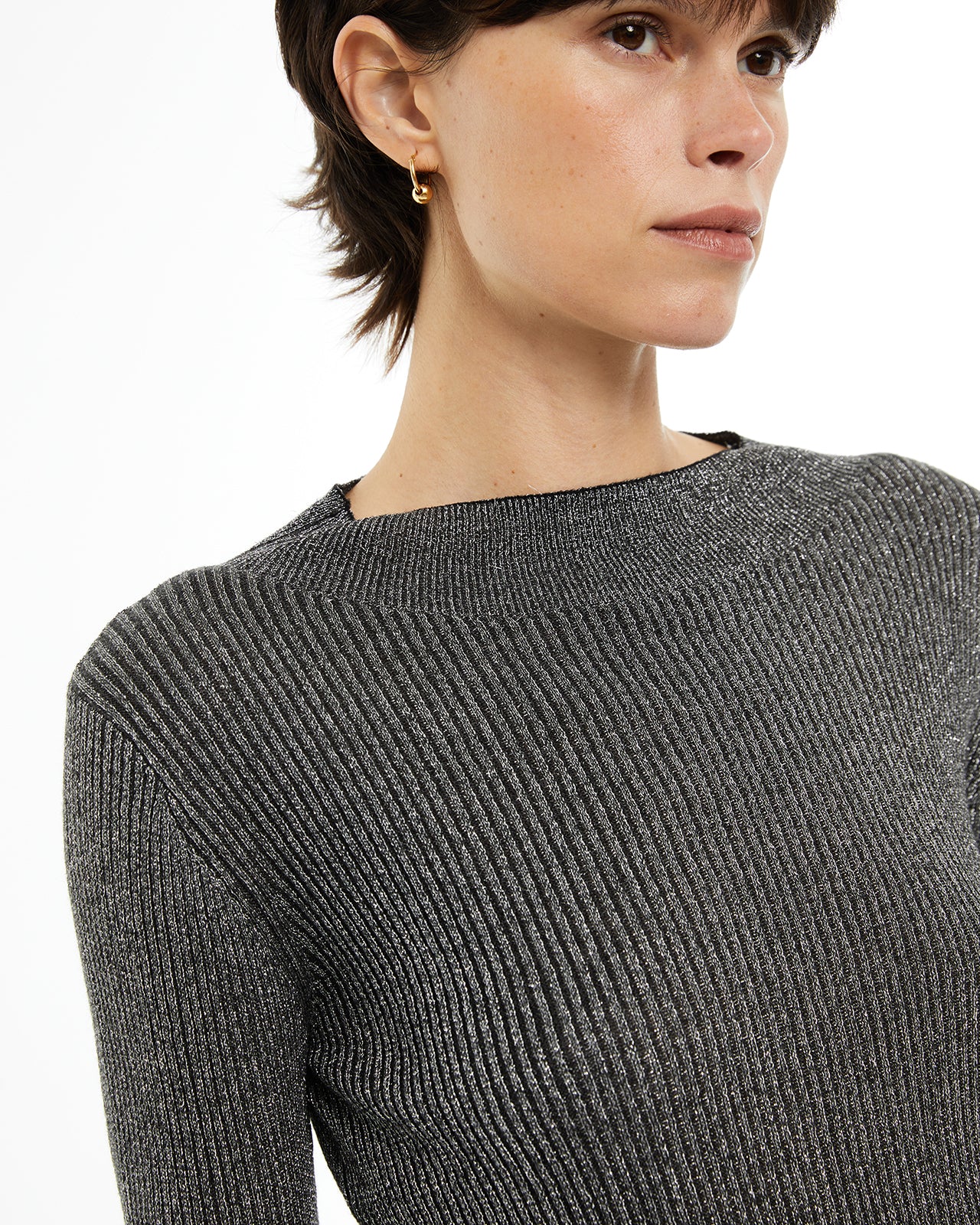 basic lurex crew neck sweater