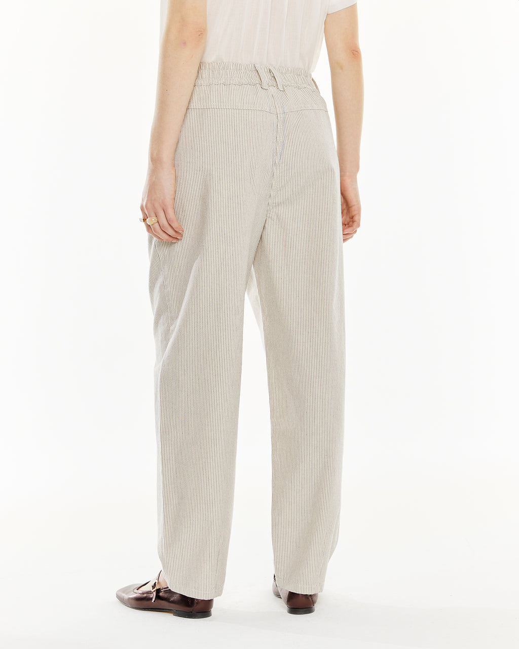 Pantalon rayé avec ceinture élastique