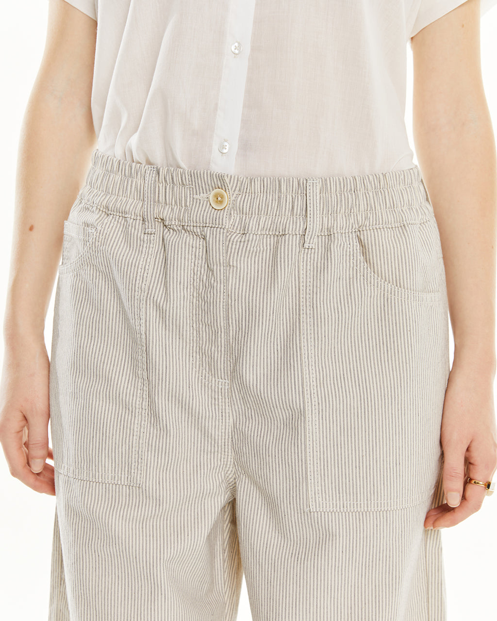 Pantalon rayé avec ceinture élastique