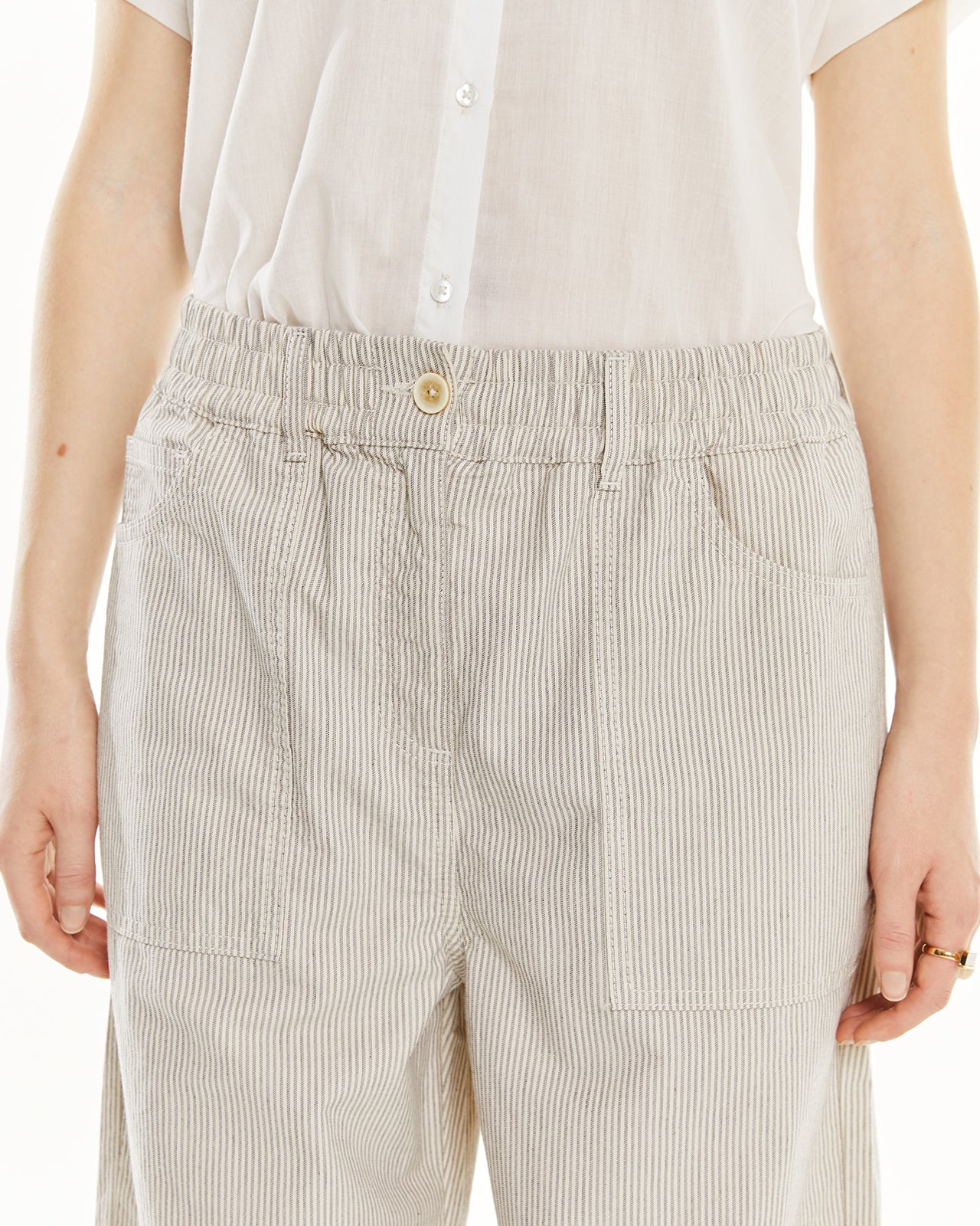 Striped pants with elastic waistband