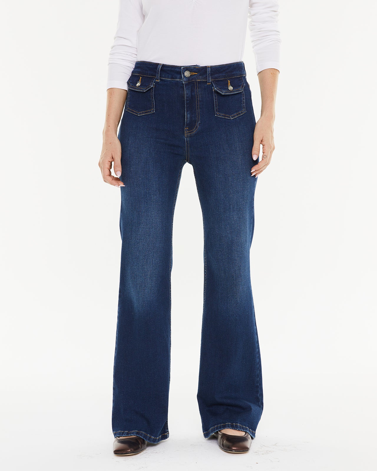 Pantalon en jean avec poches plaquées