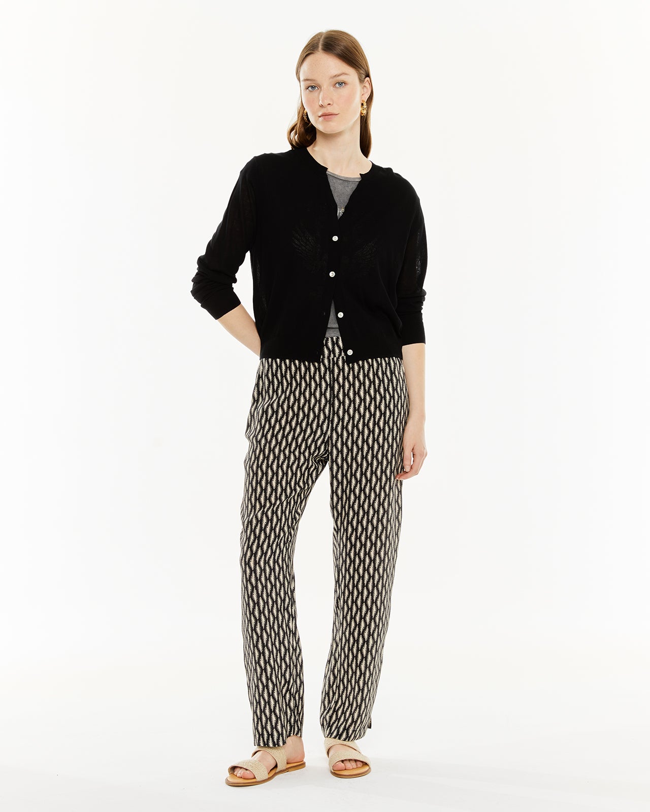 Mandarin collar cardigan