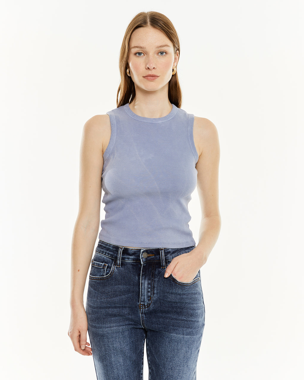 Top canalé stone wash