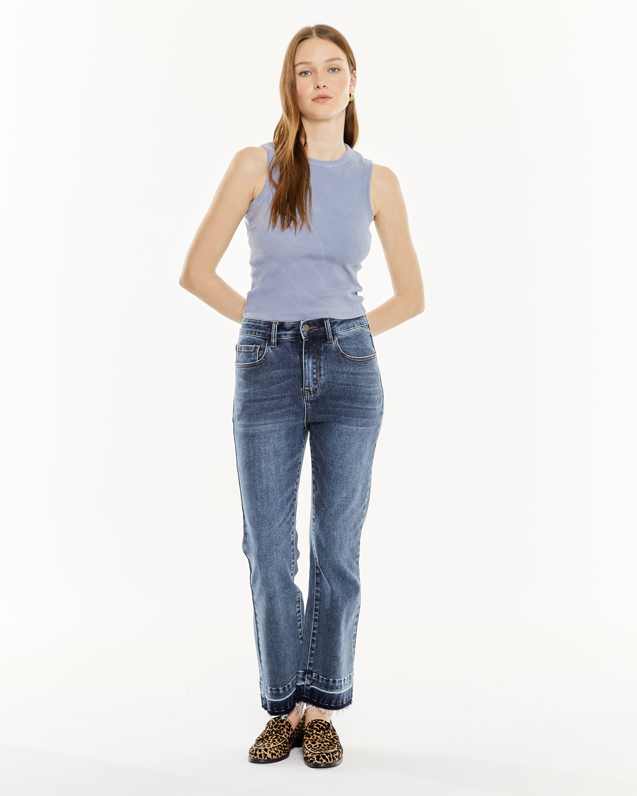 Haut côtelé délavé à la pierre