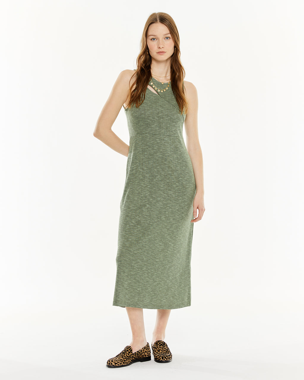 Vestido canalé cut-out