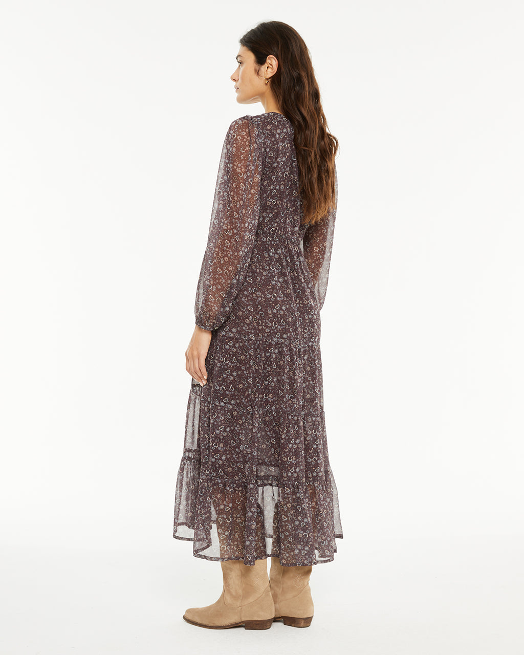 Vestido largo estampado floral pequeño