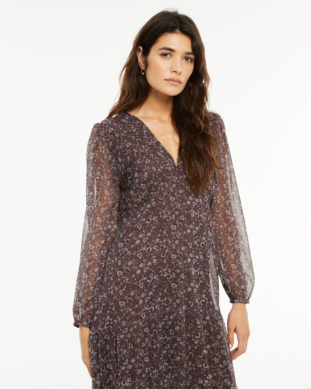 Vestido largo estampado floral pequeño