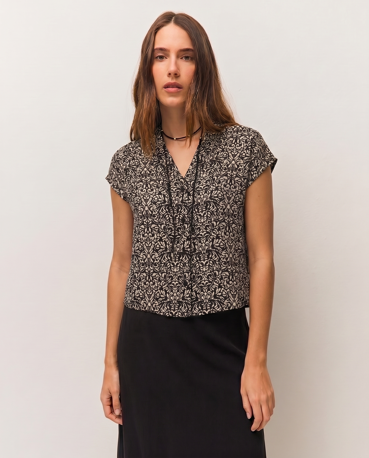 Camisa estampada cuello mao