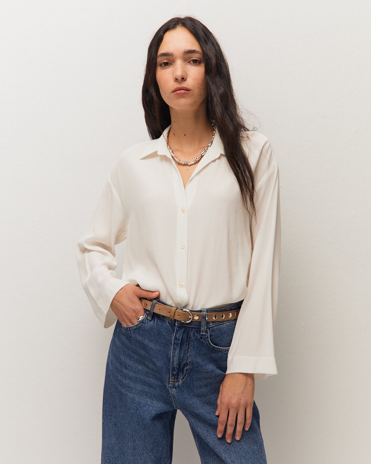 Camisa manga larga cuello camisero