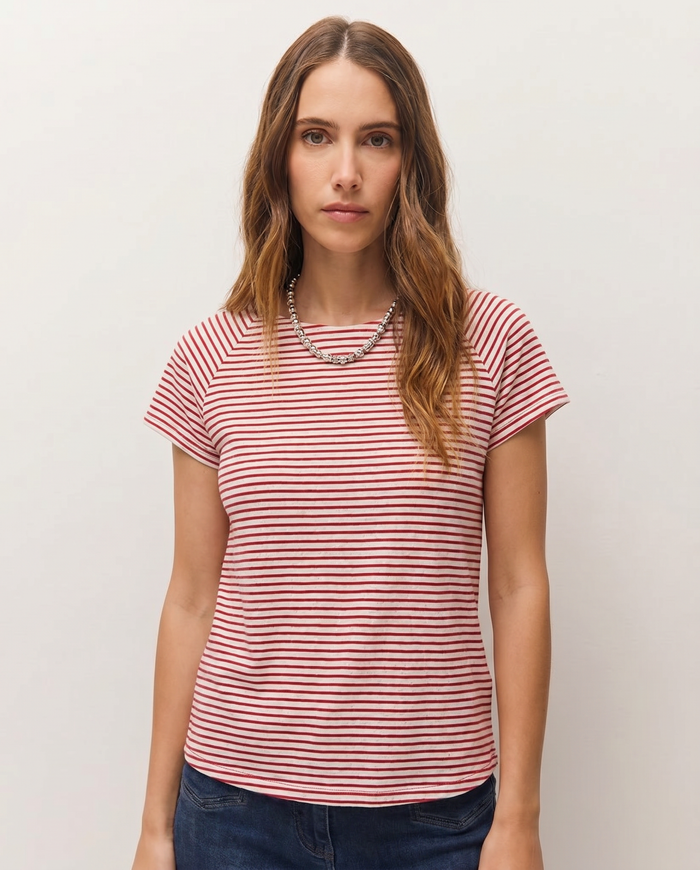 Camiseta manga renglant efecto evasé