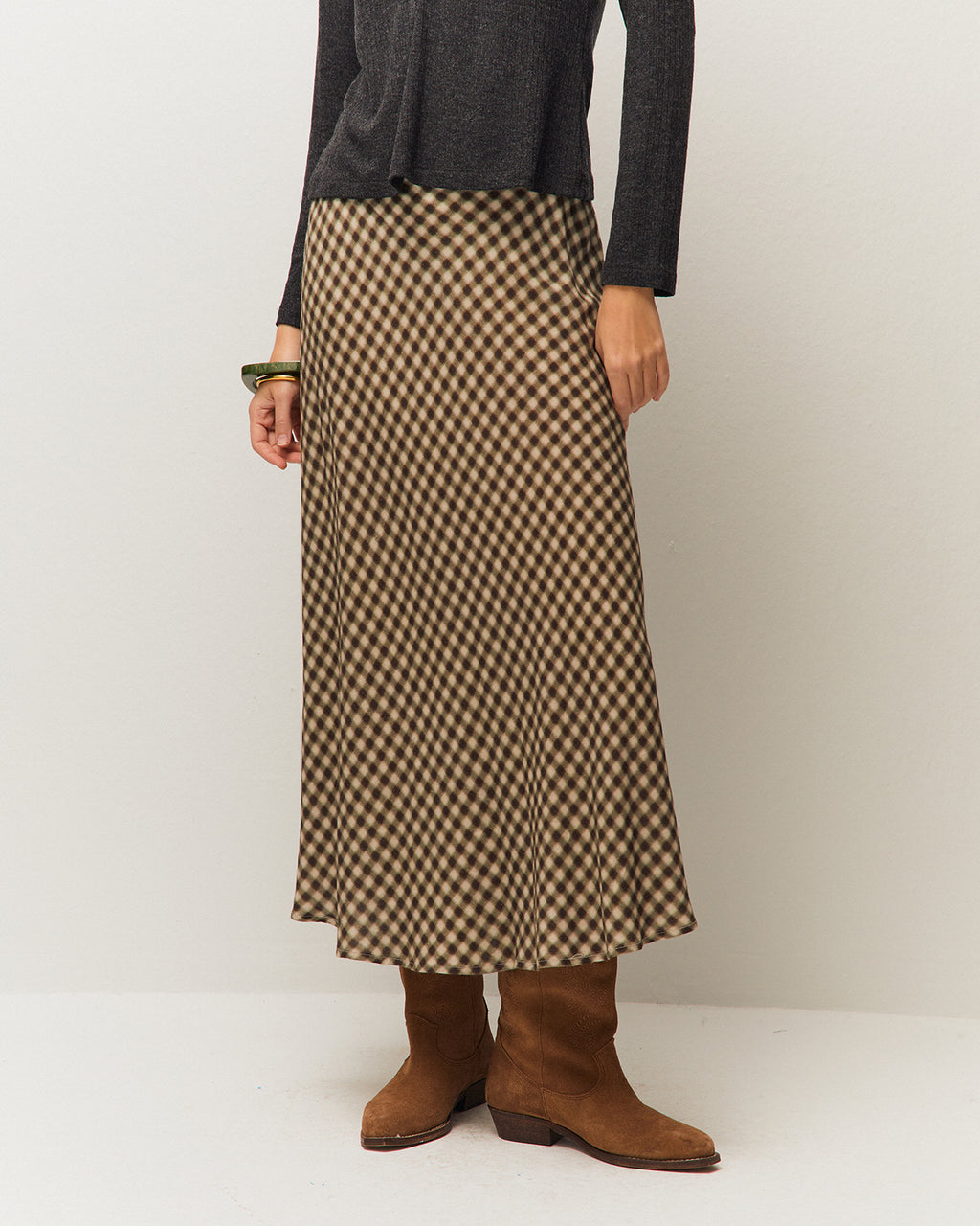 Falda midi cuadros