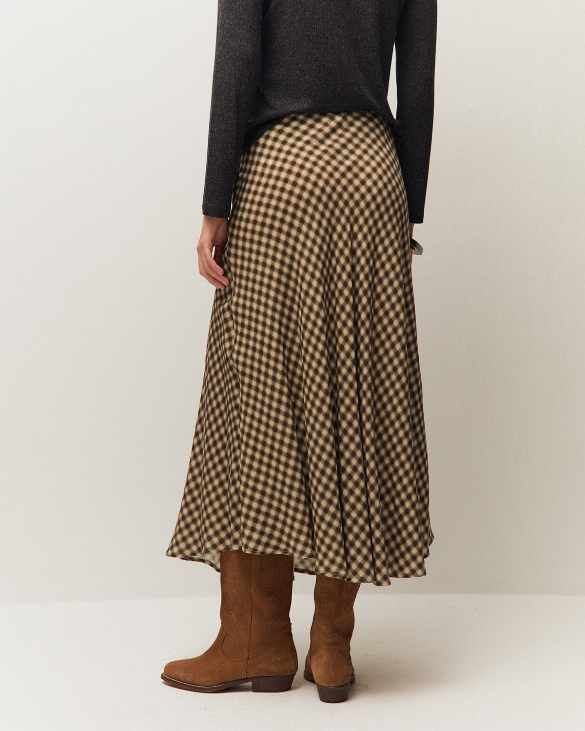 Falda midi cuadros