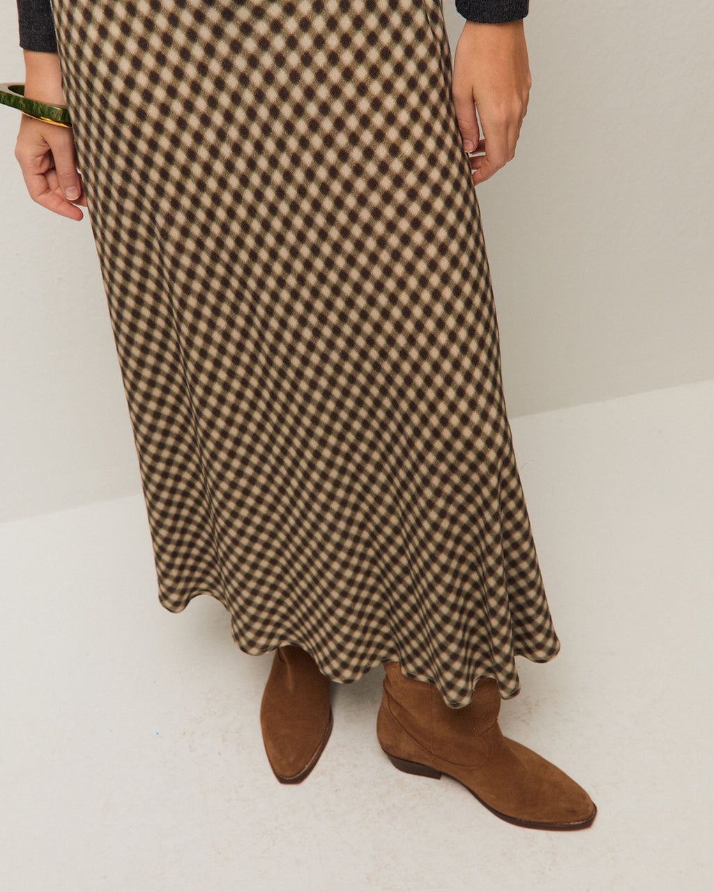 Falda midi cuadros