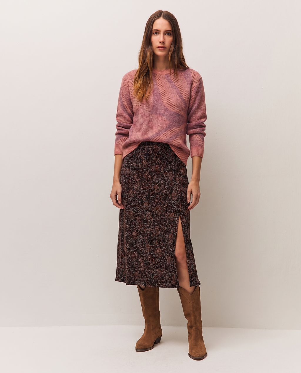 Falda con goma estampada