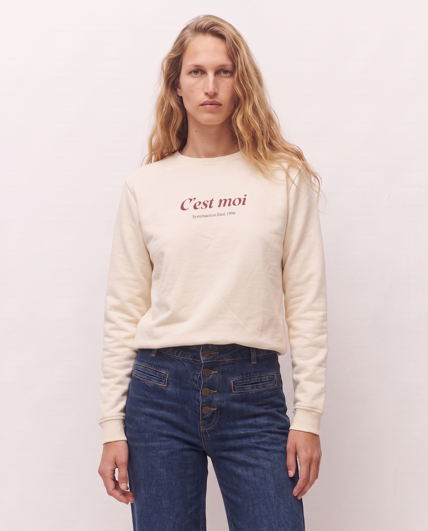Sudadera cuello redondo con posicional