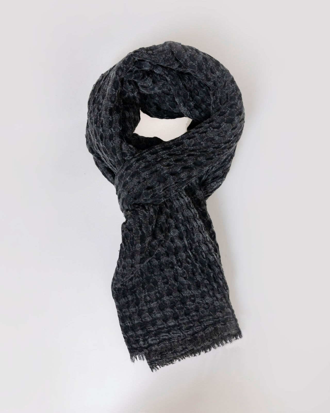 Dark gray scarf with washed effect texture