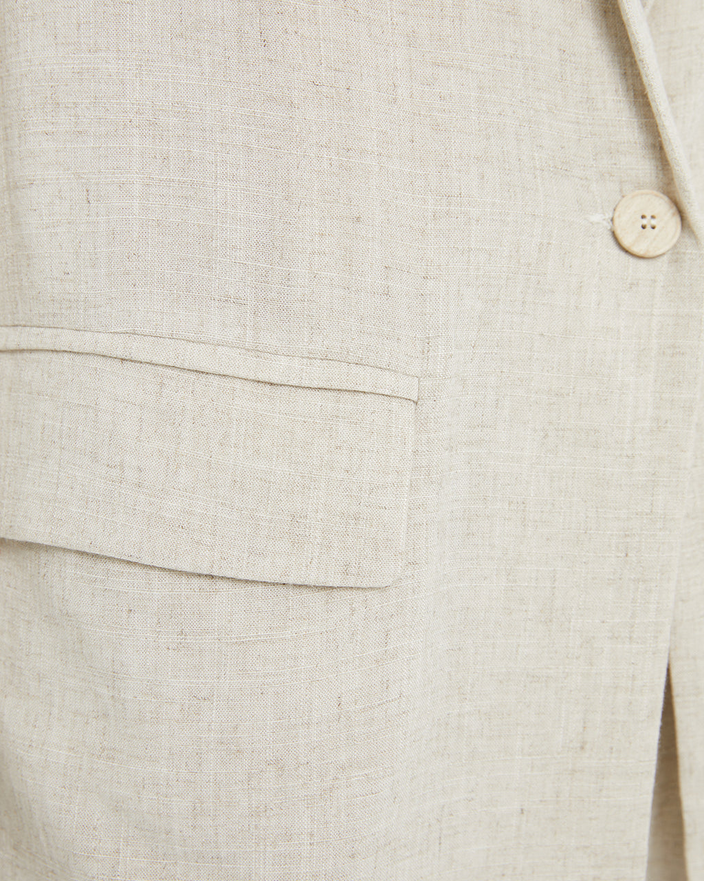 Straight fluid linen blend blazer with front pockets