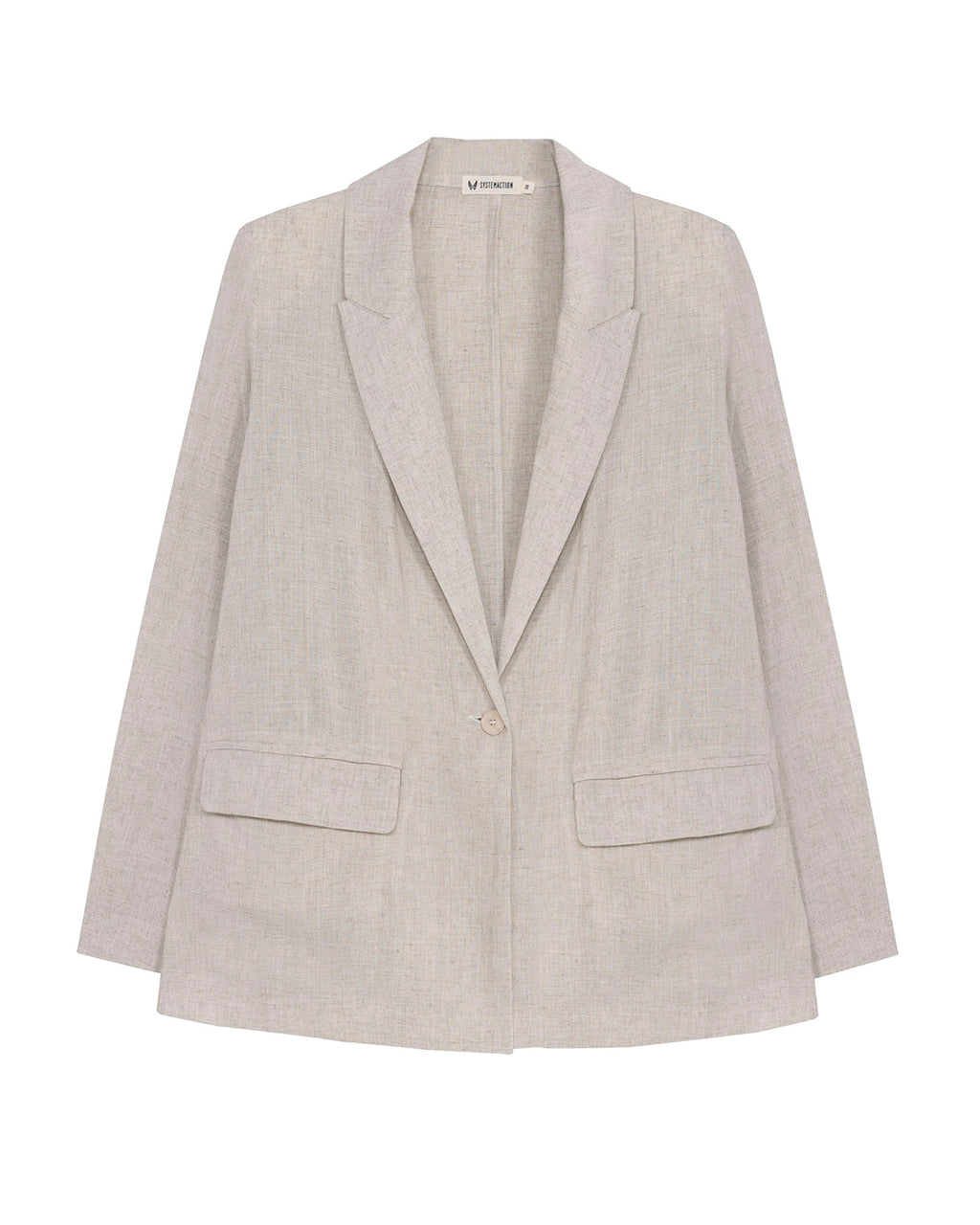 Straight fluid linen blend blazer with front pockets