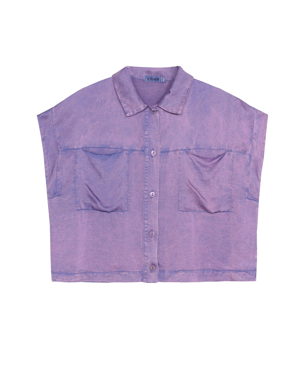 Flowing shirt with Mao collar and front patch pockets