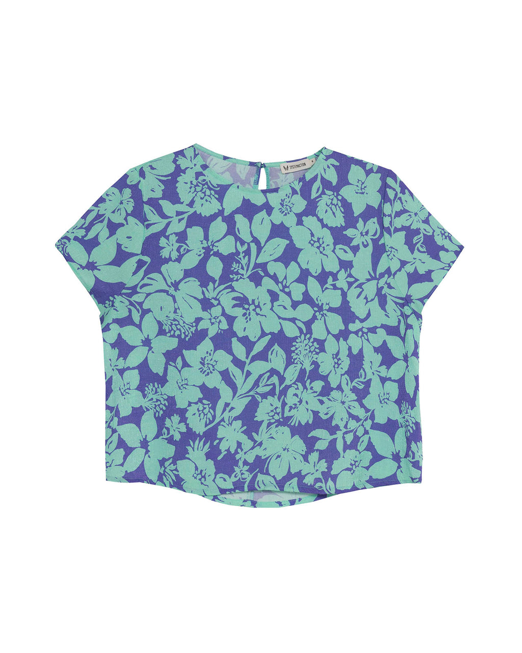 Large floral print short sleeve shirt