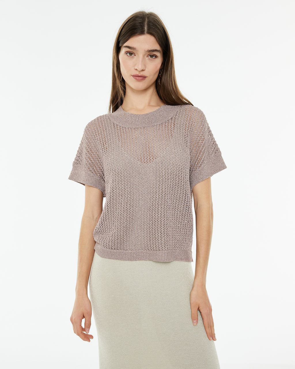 Openwork sweater with lurex stitch