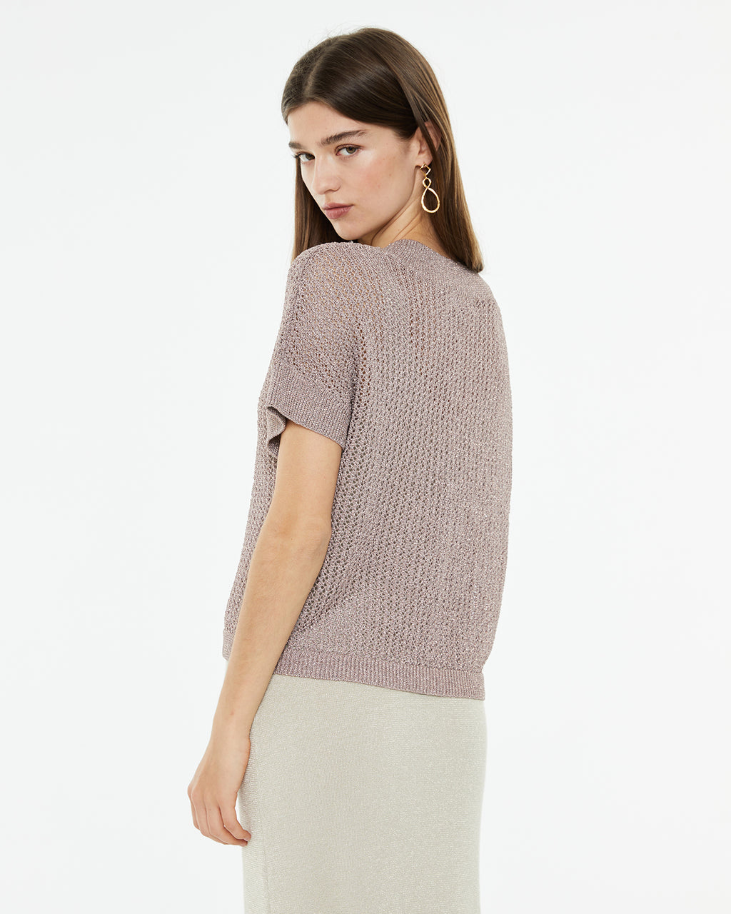 Openwork sweater with lurex stitch