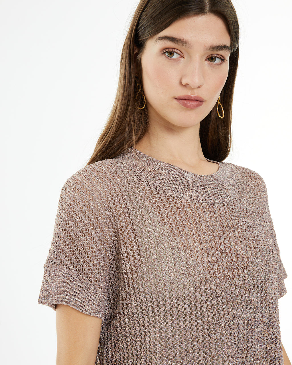 Openwork sweater with lurex stitch