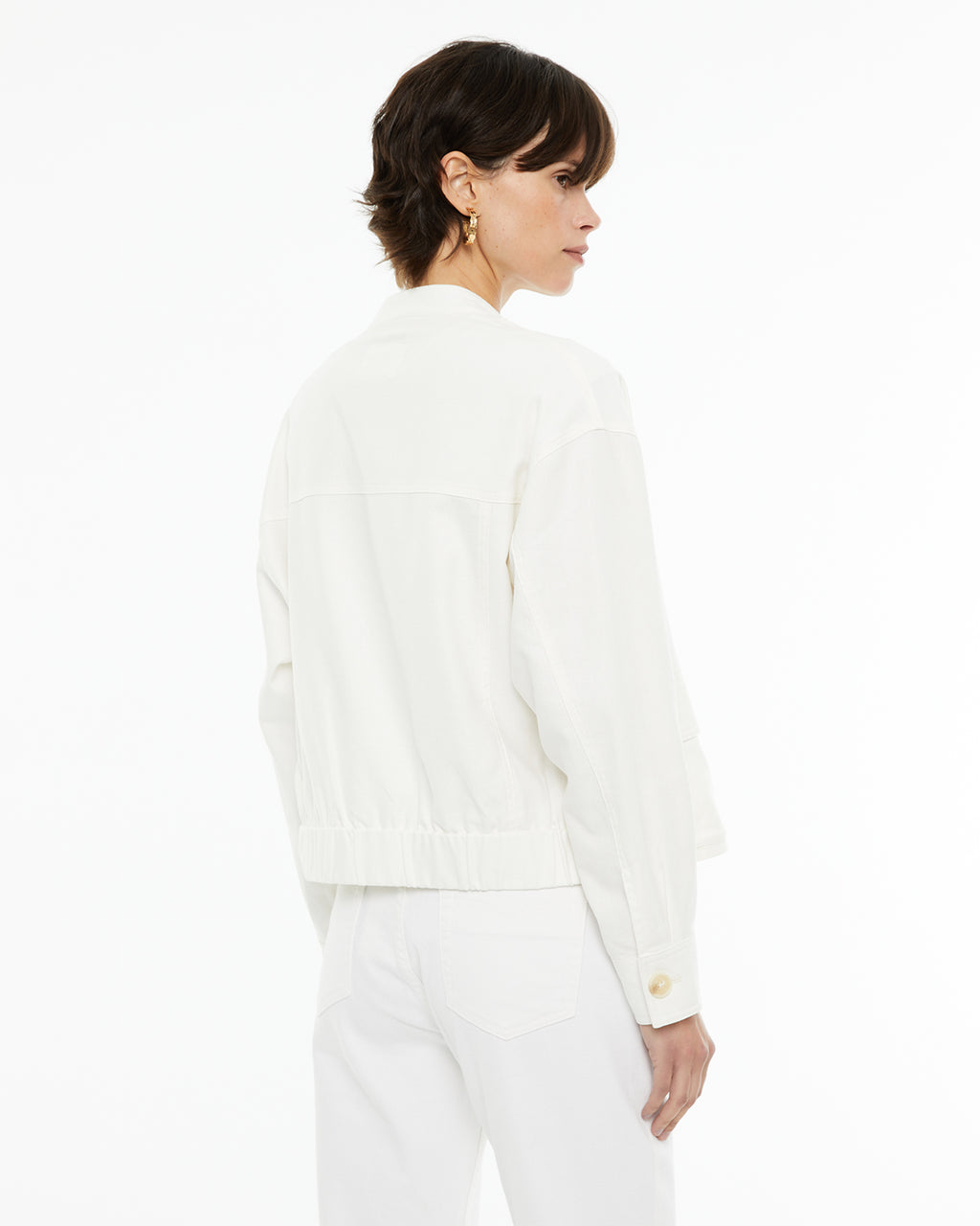 Linen cotton jacket with mao collar