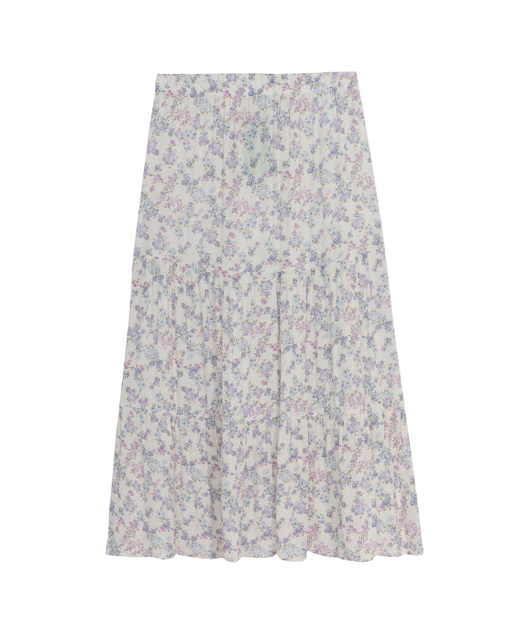 Midi skirt with floral print and ruffles