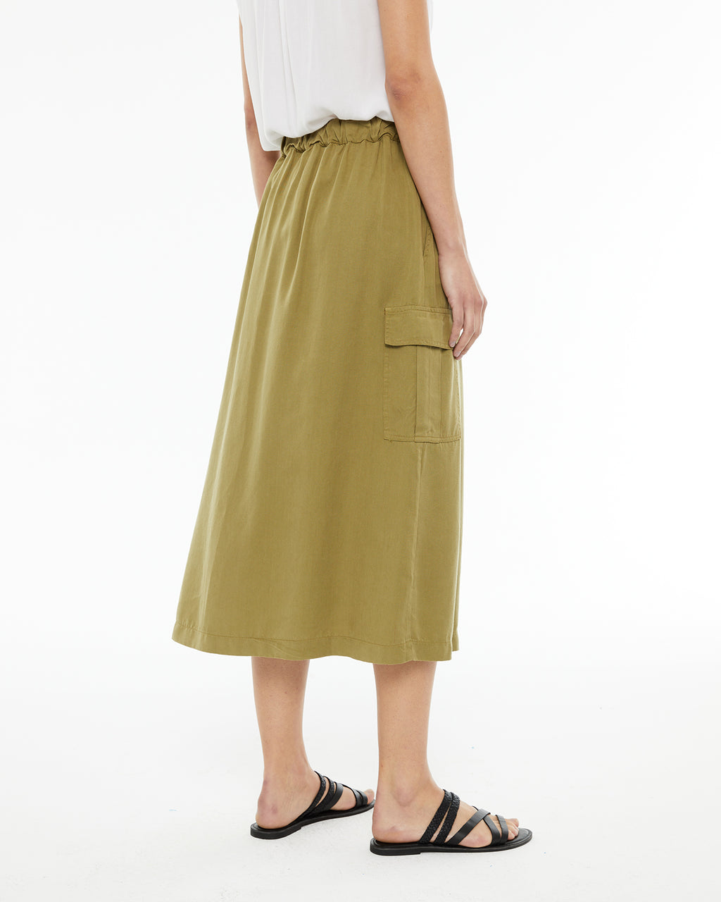 Long cargo skirt with front slit