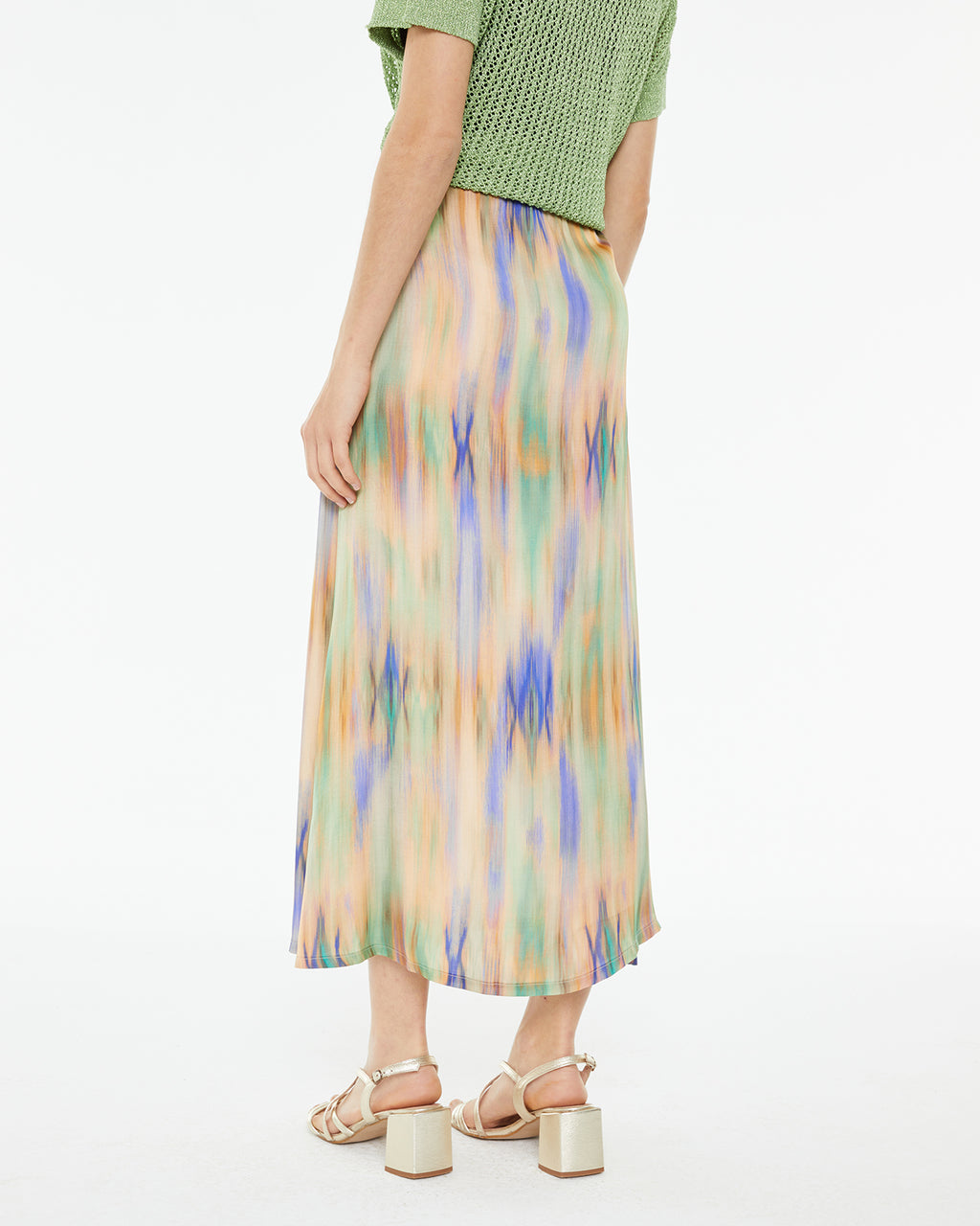 Flared midi skirt with water print