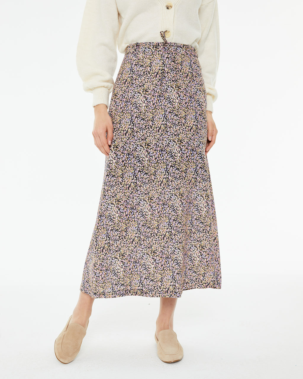 Printed skirt with drawstring detail at waist