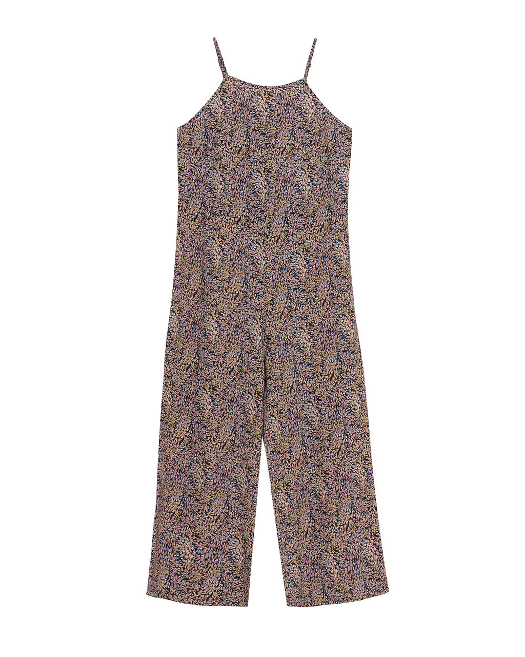 Micro-print strappy jumpsuit