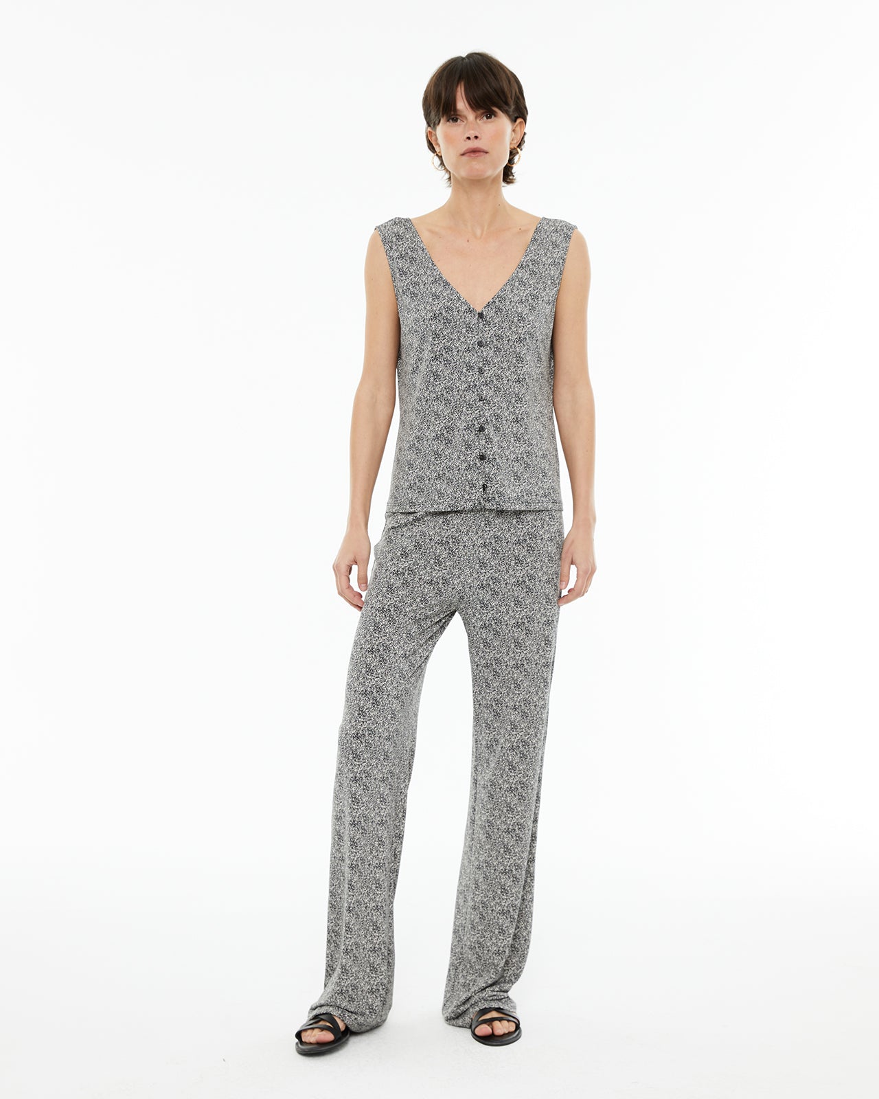 Two-tone printed comfort trousers