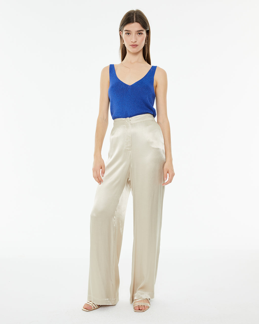 Flowing plaid trousers in viscose