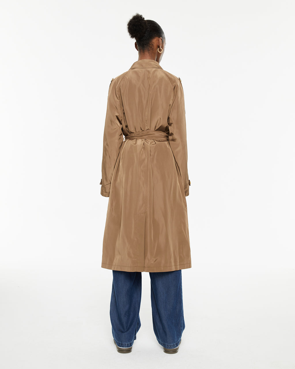 Parka midi recta trench larga con cinturón