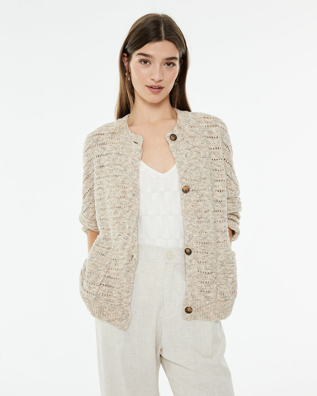 Knitted cardigan with front pockets