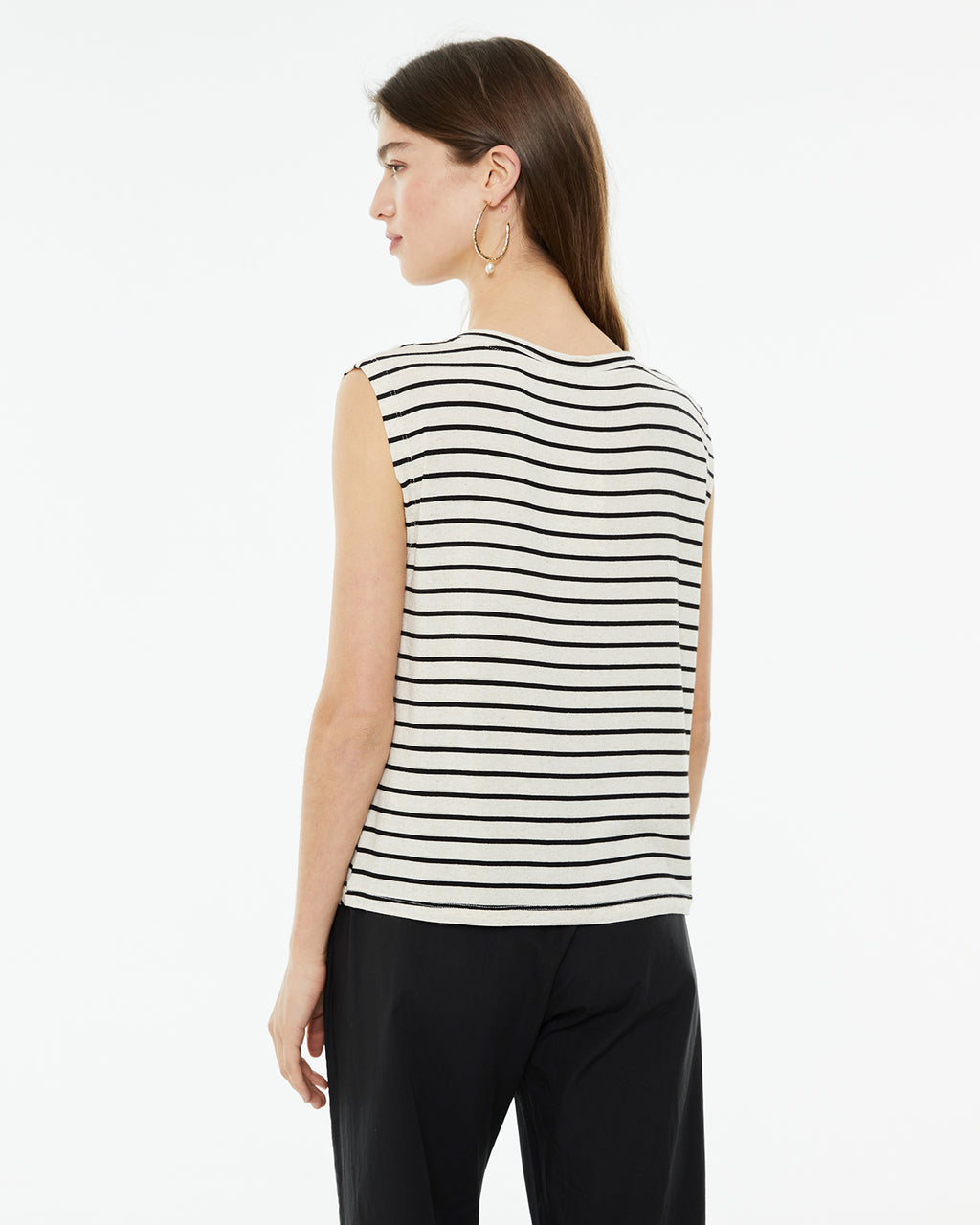 Sleeveless V-neck striped top