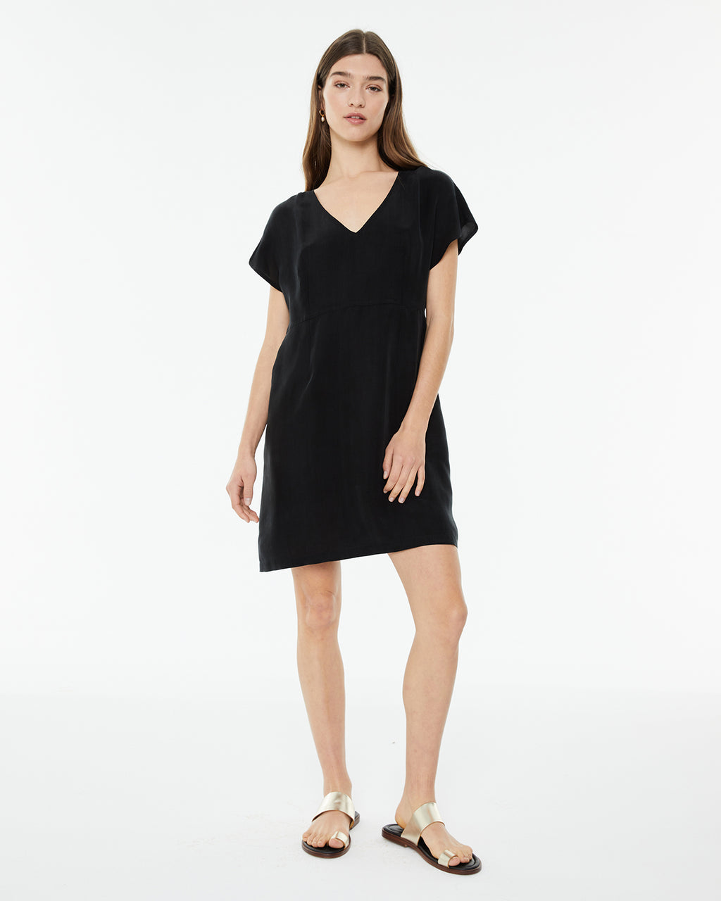 Vestido corto de cupro con tirante ancho