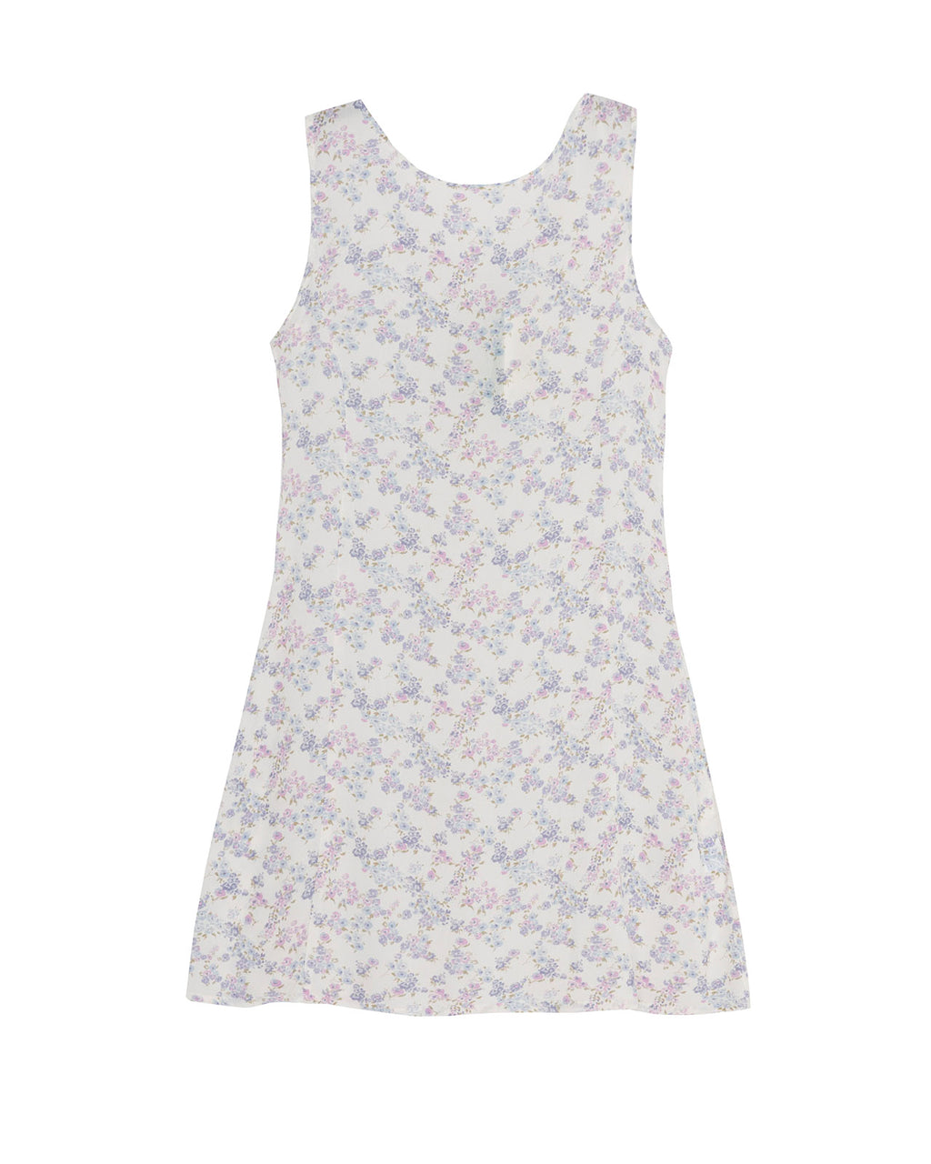 Short dress with floral print and side seams on the body