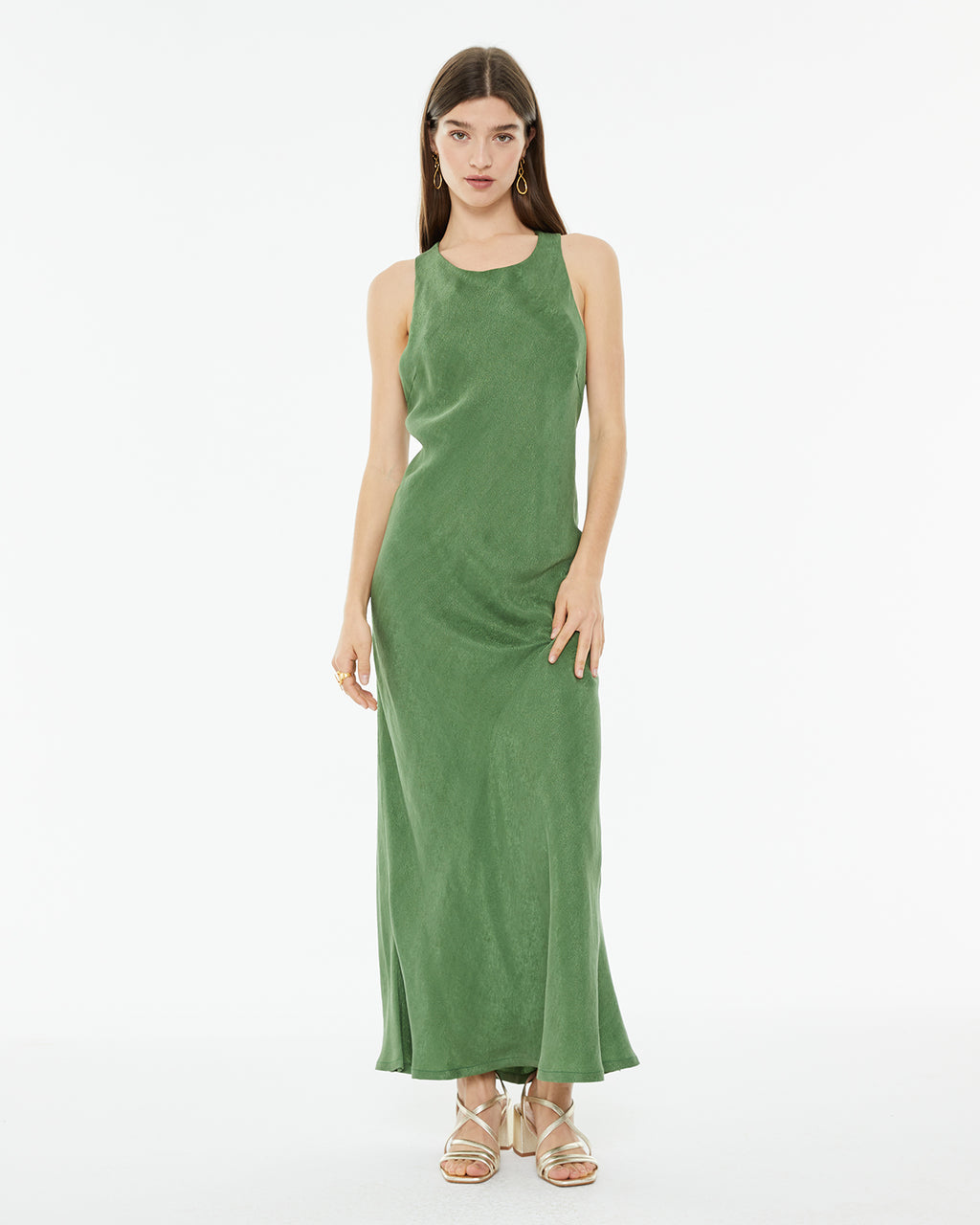 Long fitted jacquard fabric dress with halter neckline