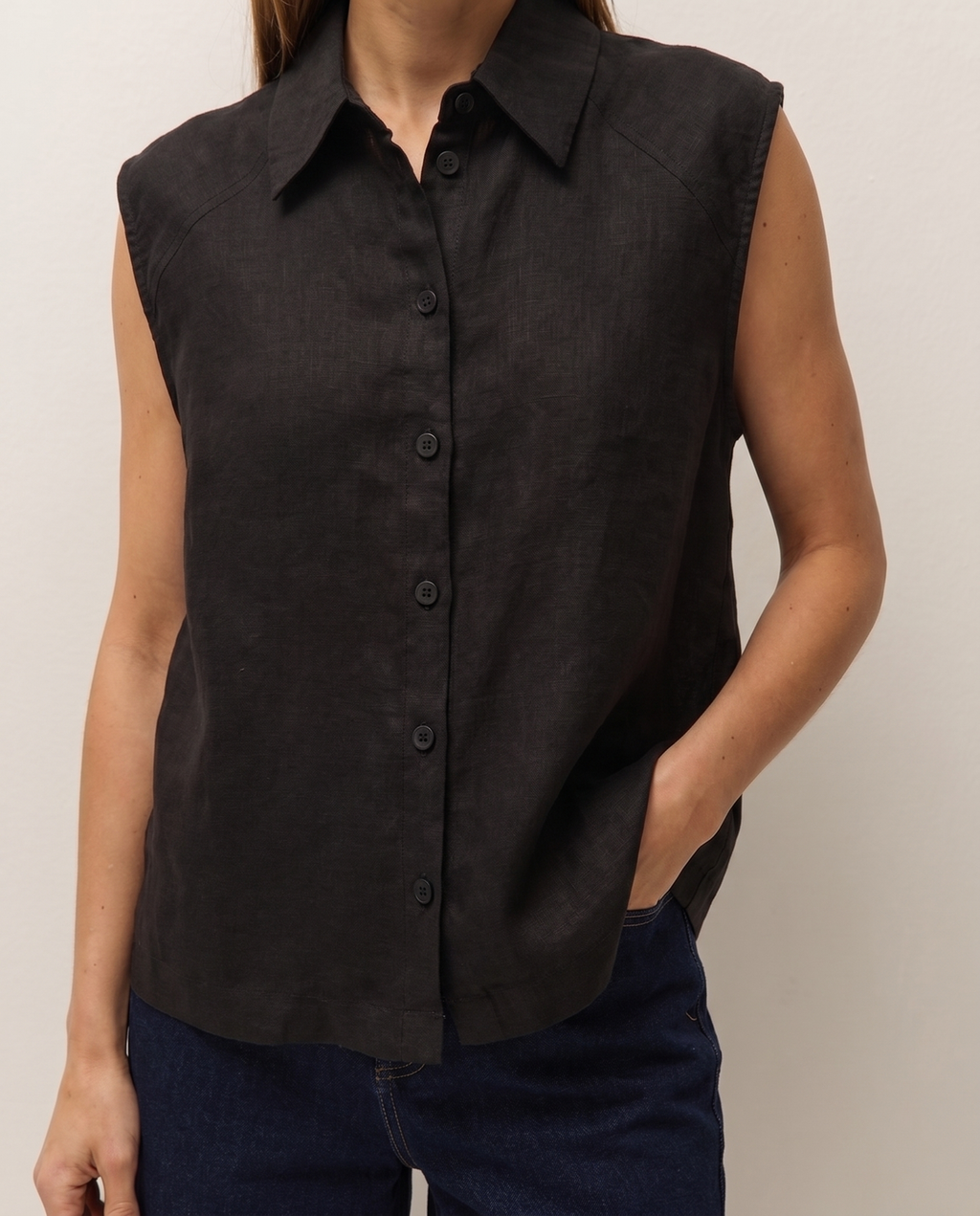 Chemise en lin à col tunisien