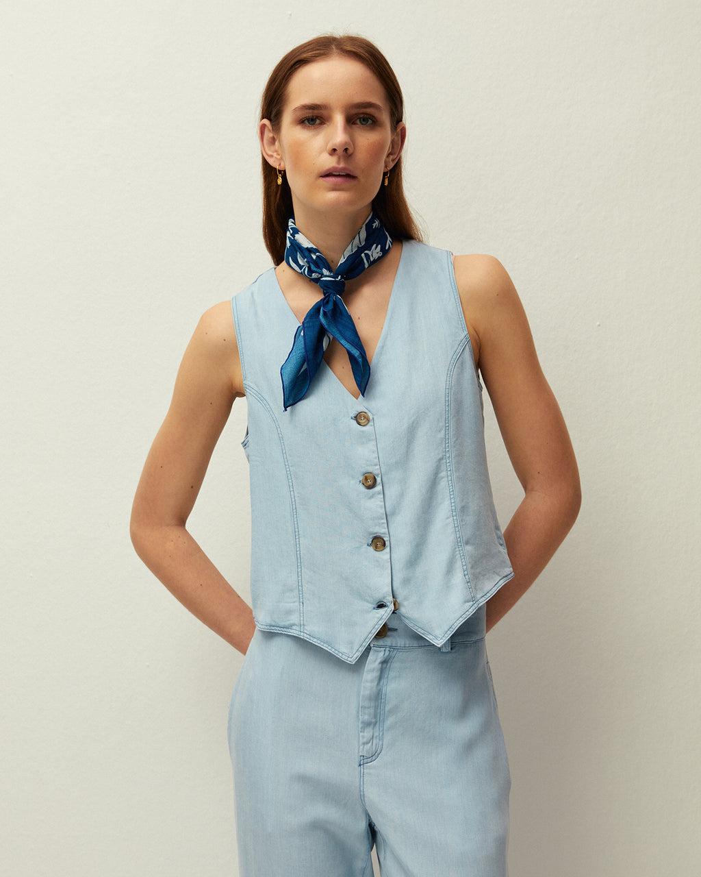 Chaleco efecto denim