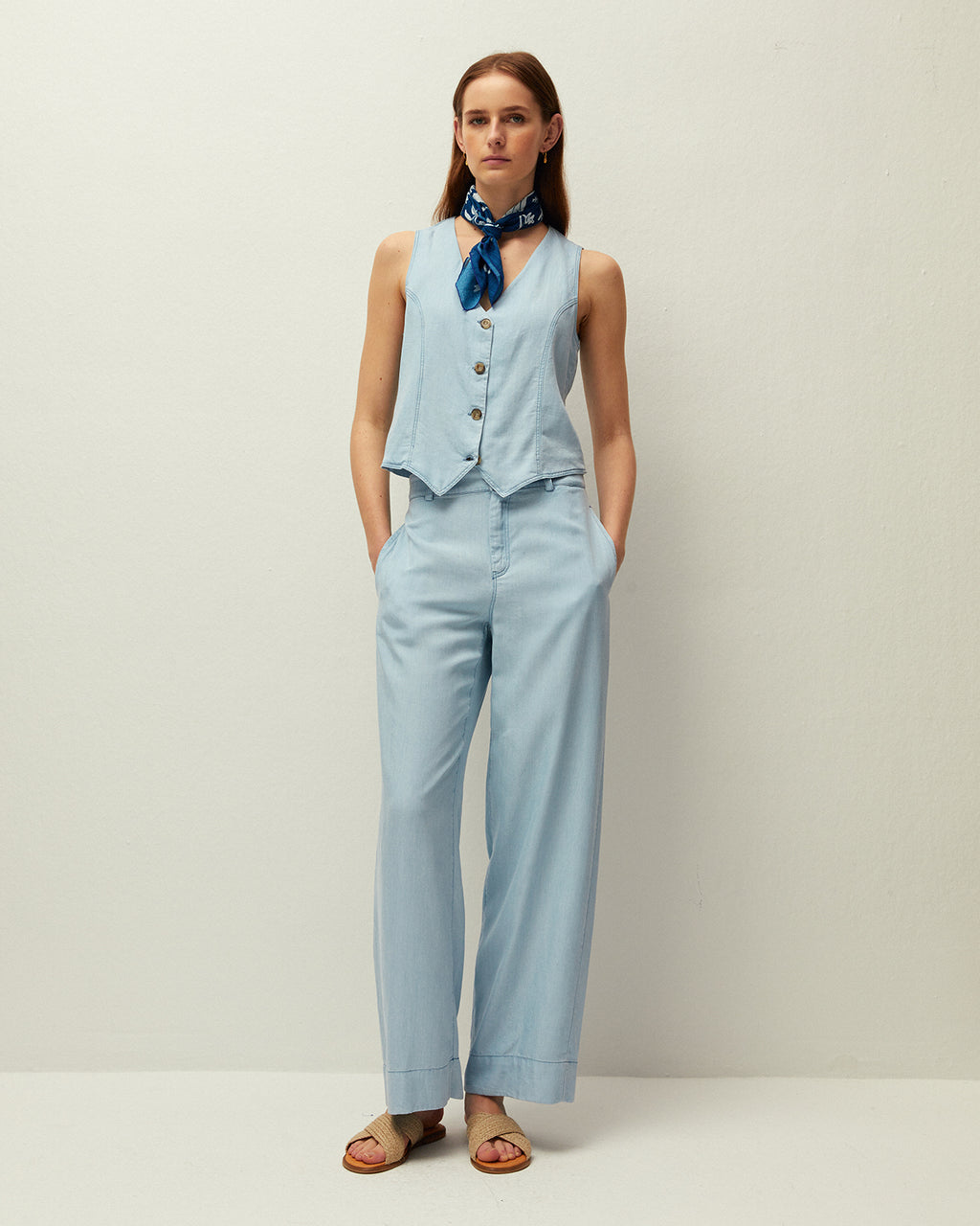 Chaleco efecto denim