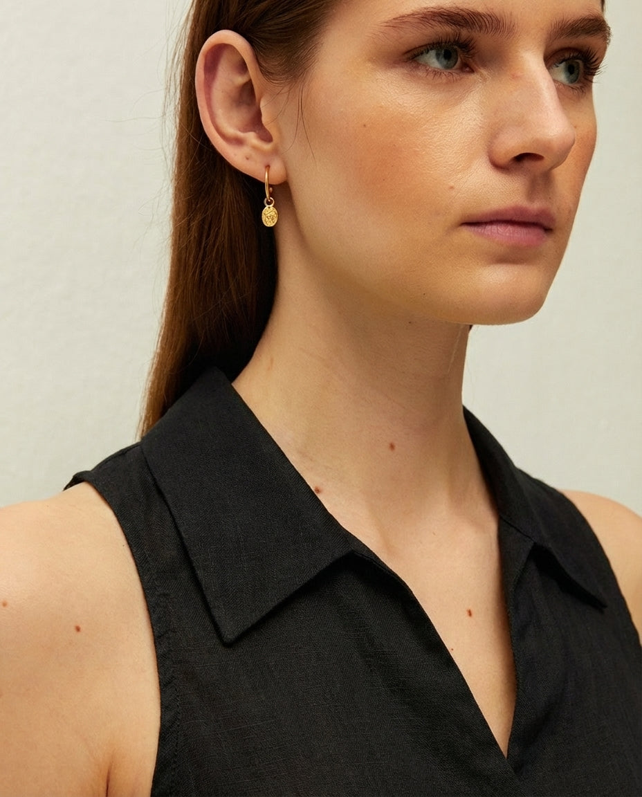 Chaleco lino cuello camisero