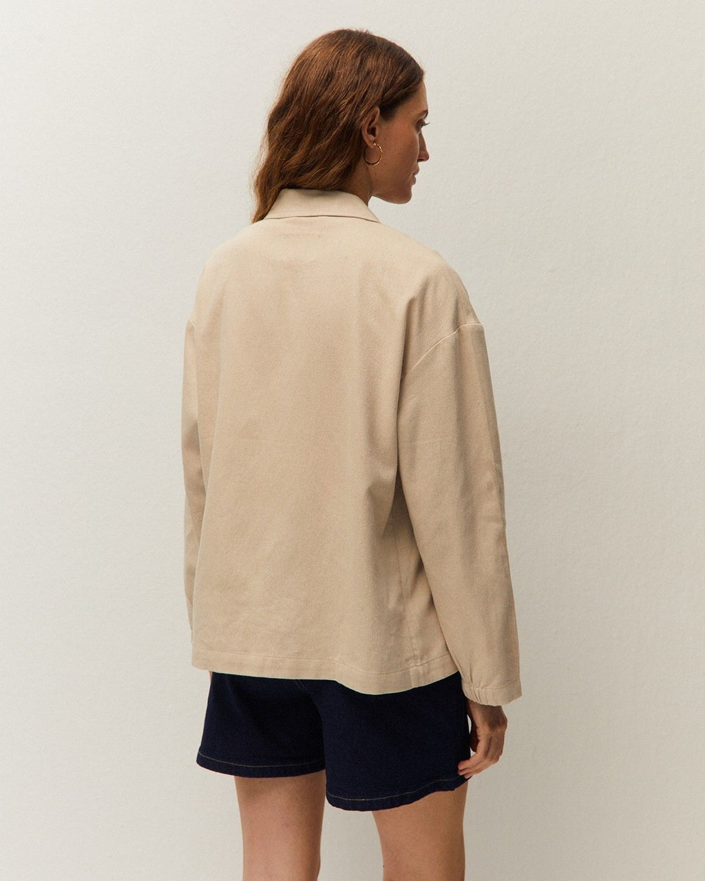 Chaqueta lino cuello camisero