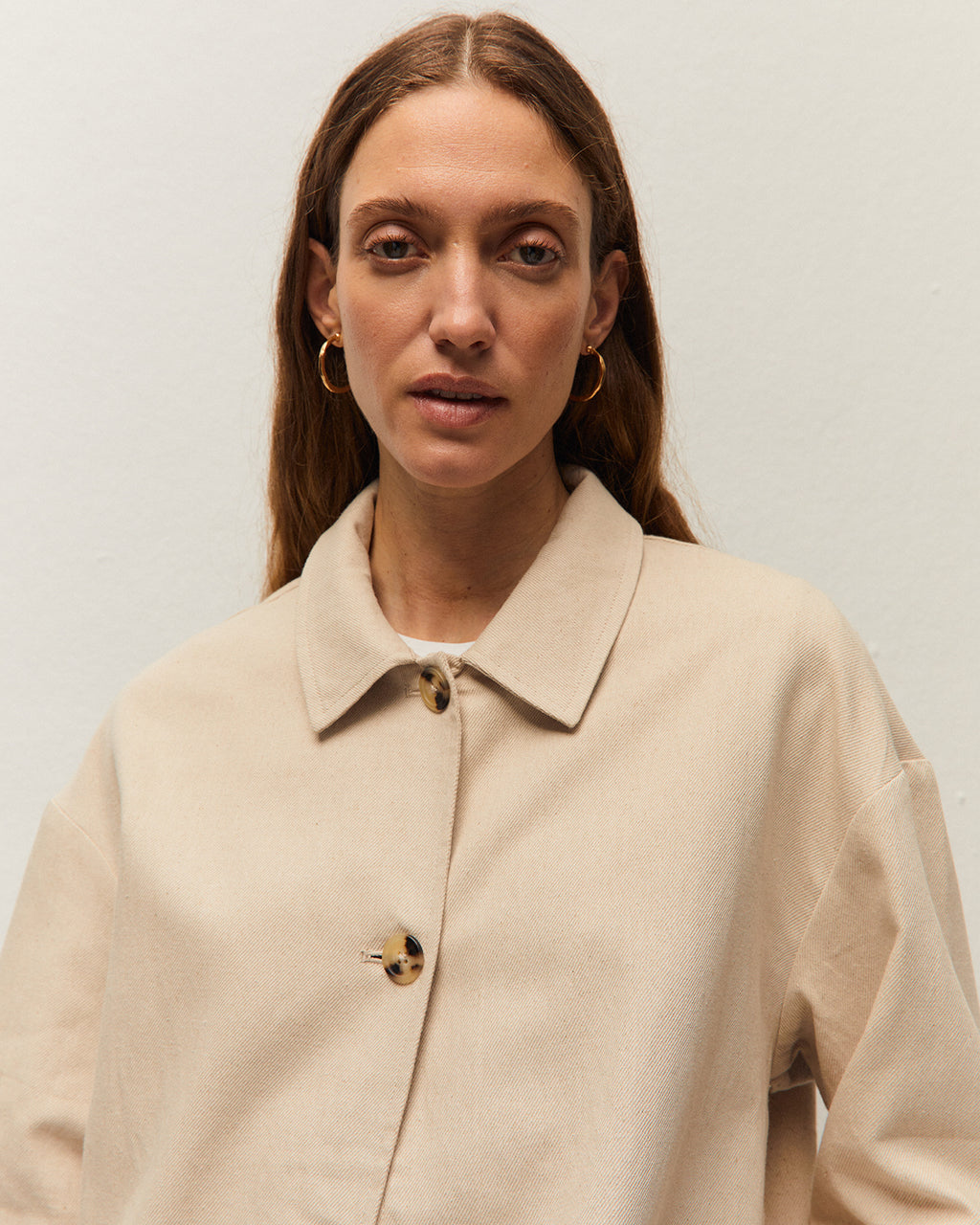 Chaqueta lino cuello camisero