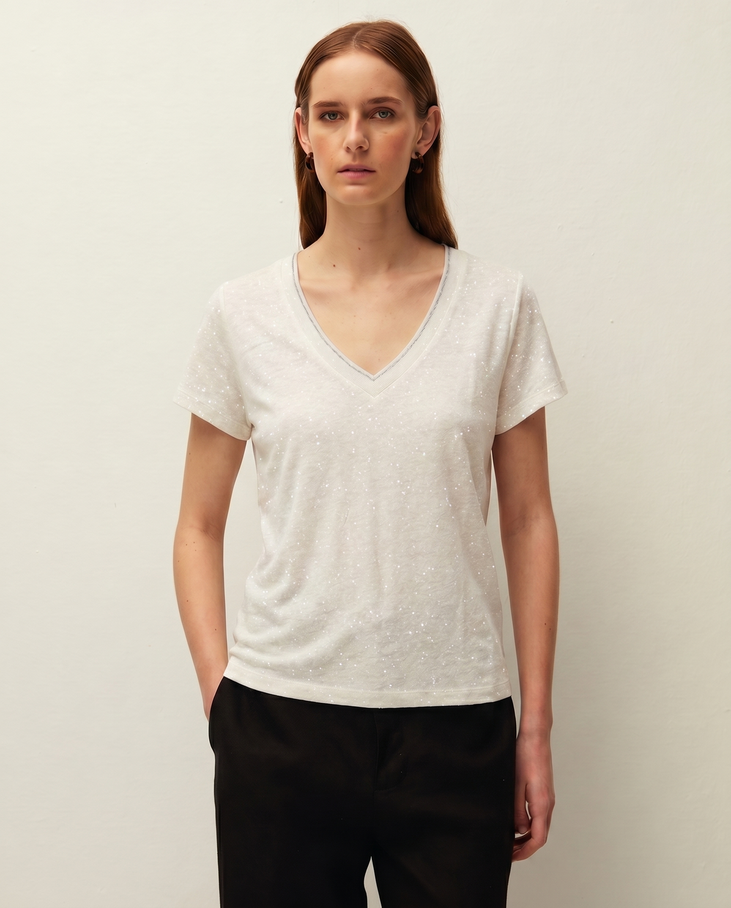 T-shirt en lin avec feuille métallisée