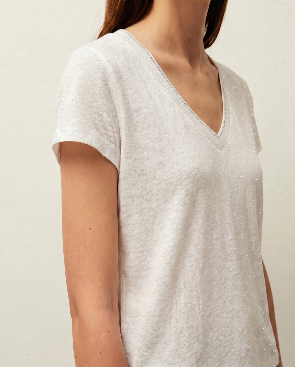 T-shirt en lin avec feuille métallisée