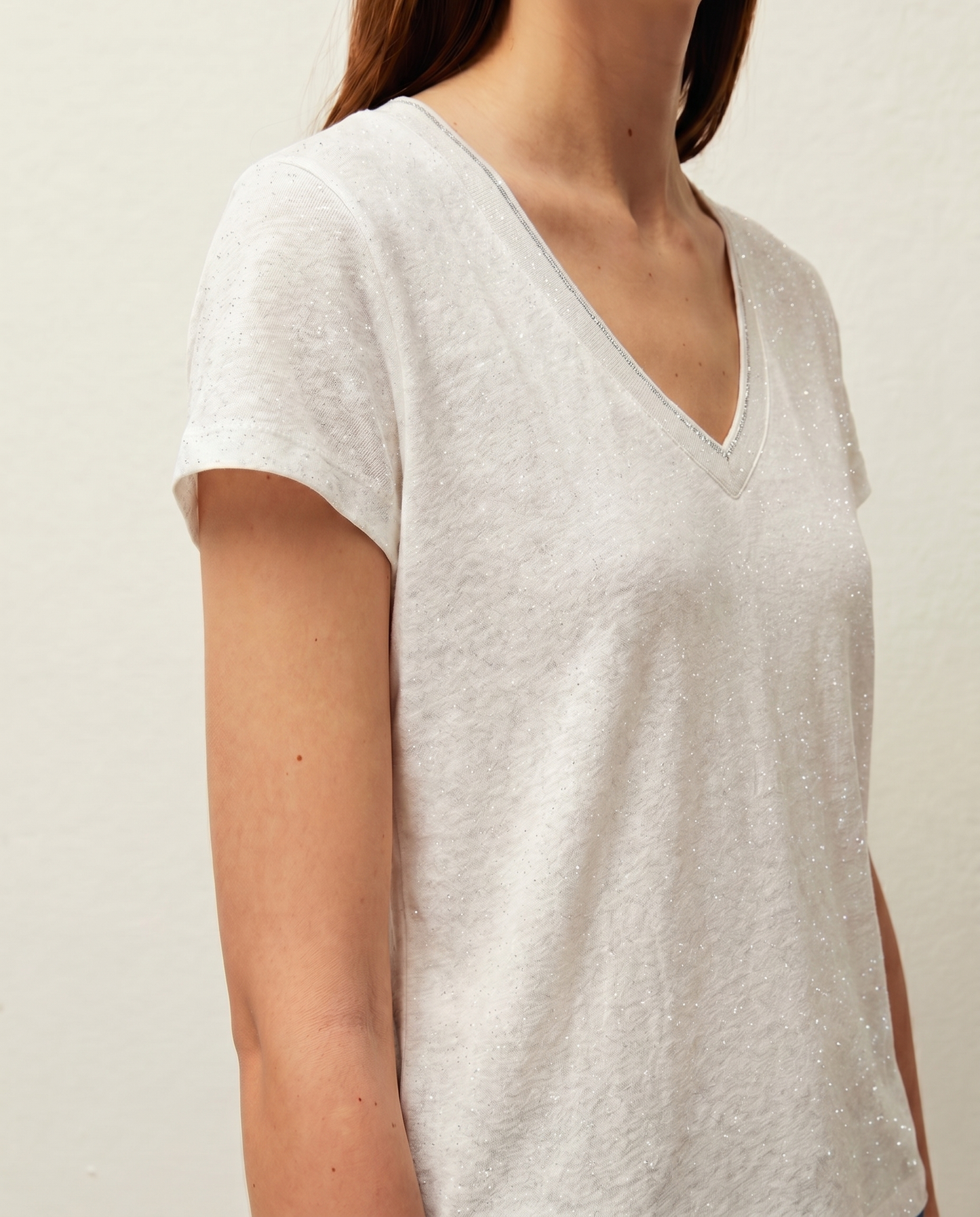 T-shirt en lin avec feuille métallisée